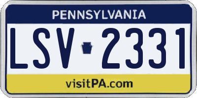 PA license plate LSV2331