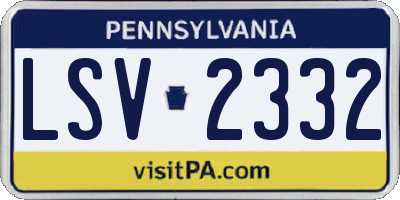 PA license plate LSV2332