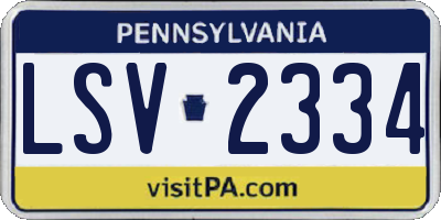 PA license plate LSV2334