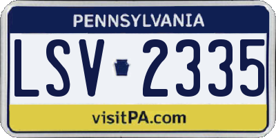 PA license plate LSV2335