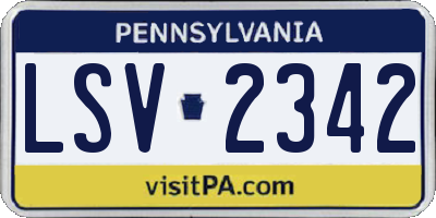 PA license plate LSV2342