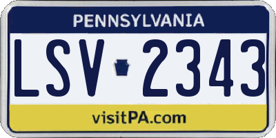 PA license plate LSV2343