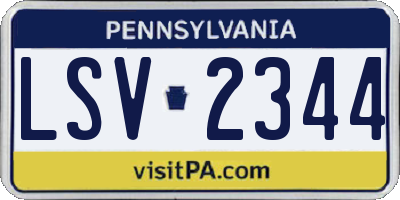 PA license plate LSV2344