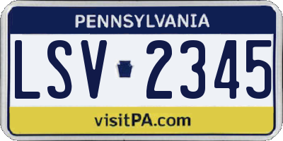 PA license plate LSV2345