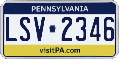 PA license plate LSV2346