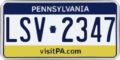 PA license plate LSV2347