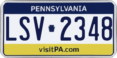 PA license plate LSV2348