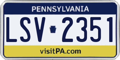 PA license plate LSV2351