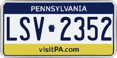 PA license plate LSV2352