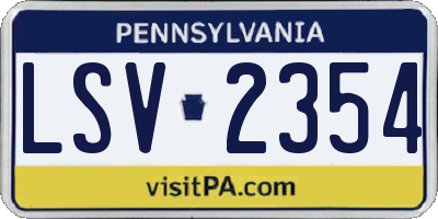 PA license plate LSV2354