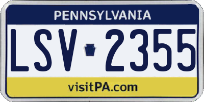 PA license plate LSV2355