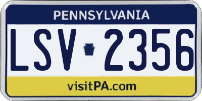 PA license plate LSV2356
