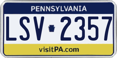 PA license plate LSV2357