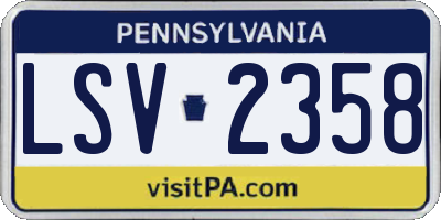 PA license plate LSV2358