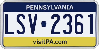 PA license plate LSV2361