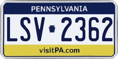 PA license plate LSV2362