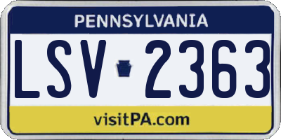 PA license plate LSV2363