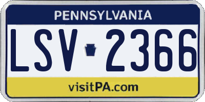 PA license plate LSV2366