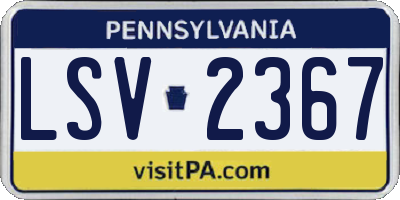 PA license plate LSV2367