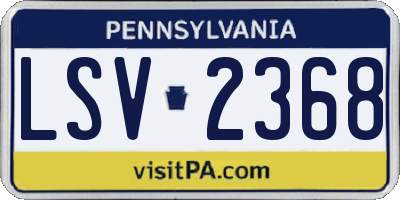 PA license plate LSV2368