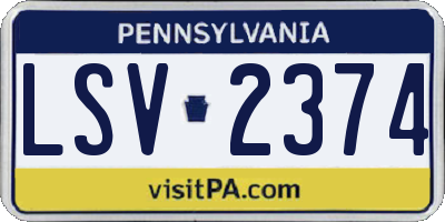 PA license plate LSV2374