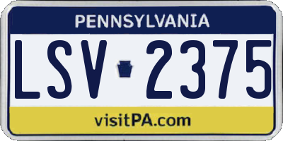 PA license plate LSV2375