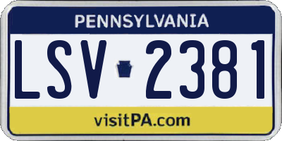 PA license plate LSV2381
