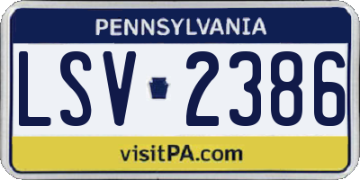 PA license plate LSV2386