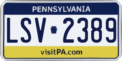PA license plate LSV2389