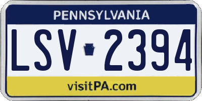 PA license plate LSV2394
