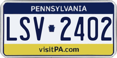 PA license plate LSV2402