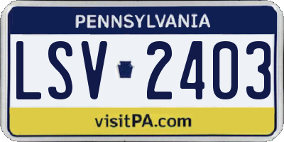 PA license plate LSV2403