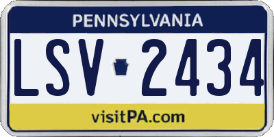 PA license plate LSV2434