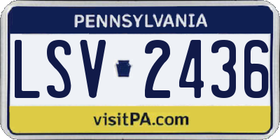 PA license plate LSV2436