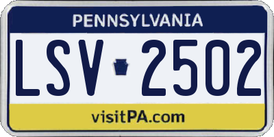 PA license plate LSV2502