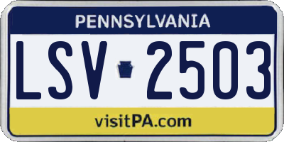 PA license plate LSV2503