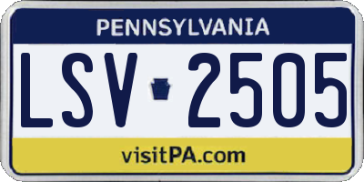 PA license plate LSV2505
