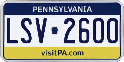 PA license plate LSV2600