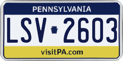 PA license plate LSV2603