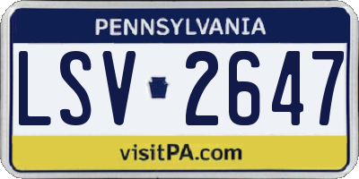 PA license plate LSV2647
