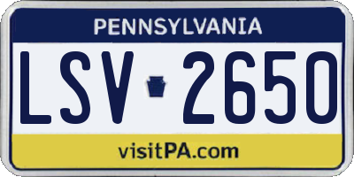 PA license plate LSV2650