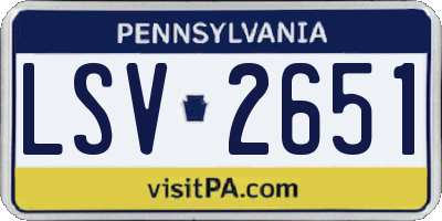 PA license plate LSV2651