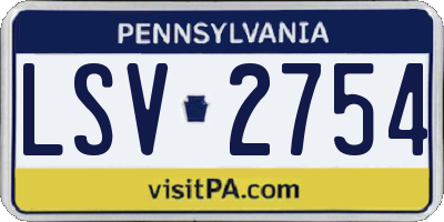 PA license plate LSV2754