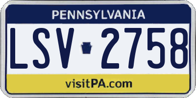 PA license plate LSV2758