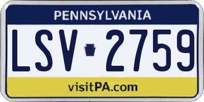 PA license plate LSV2759