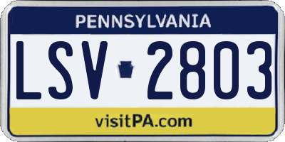 PA license plate LSV2803