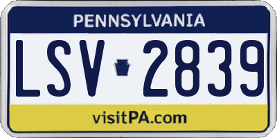 PA license plate LSV2839