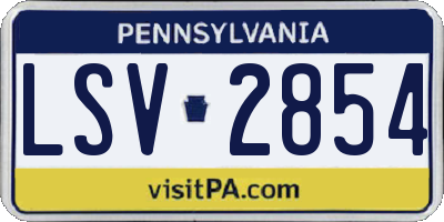 PA license plate LSV2854