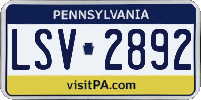 PA license plate LSV2892
