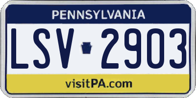 PA license plate LSV2903